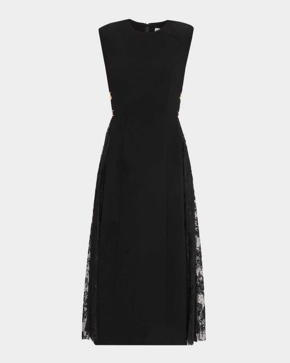 Milena Sleeveless Lace-Inset Midi Dress